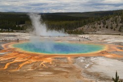 Vibrant colors of Grand Prismatic Spring in Yellowstone National Park.